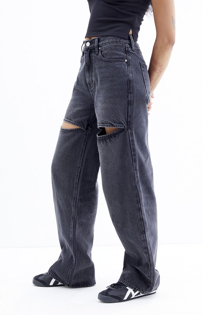Black baggy boyfriend jeans discount