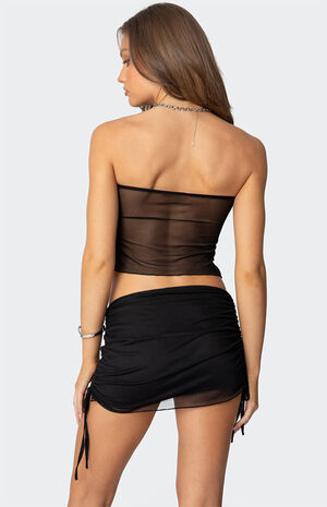 Joy Asymmetric Sheer Mesh Tube Top image number 4