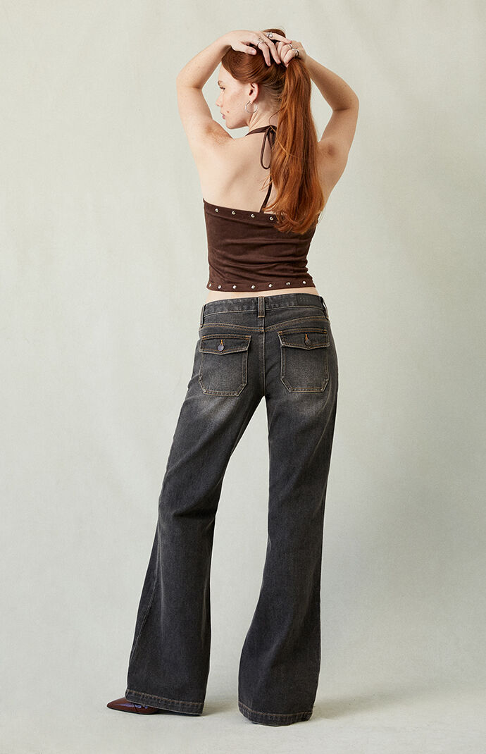 Pacsun Charlie Low Rise Baggy Bootcut Jeans Button Pocket