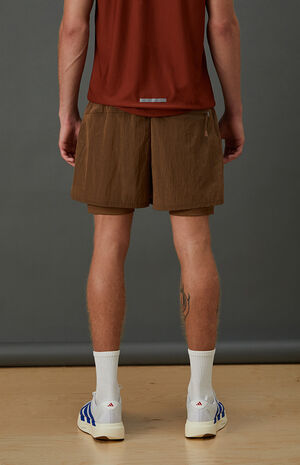 Active Brown Ripstop Running Shorts image number 4
