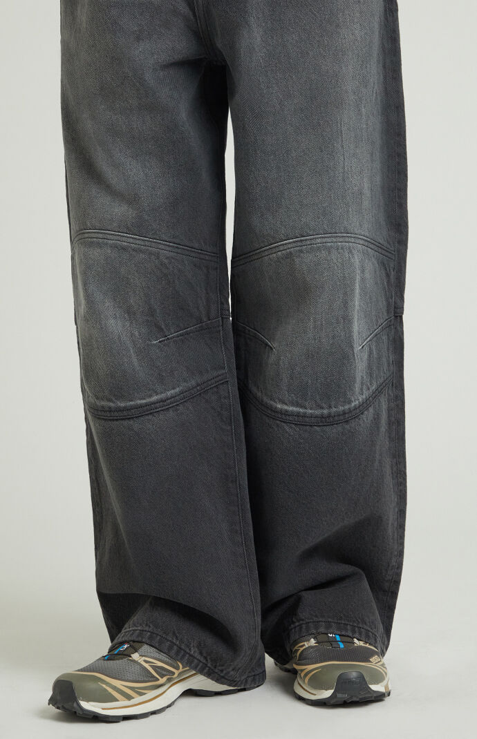 Black Panel Knee Extreme Baggy Jeans