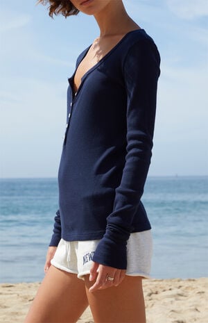 Navy Zelly Ribbed Long Sleeve Top image number 3