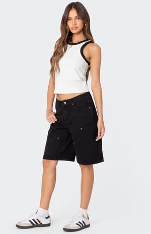 Jacqui Low Rise Denim Bermuda Shorts image number 3