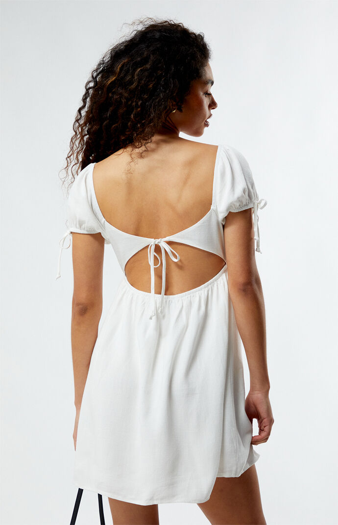 La Hearts Women s Open Back Babydoll Dress in White Size Small