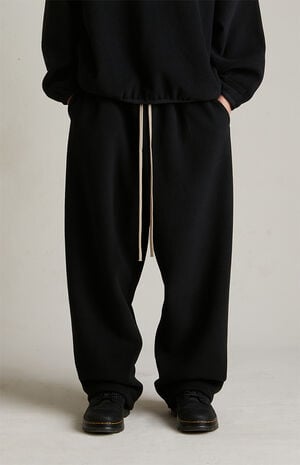 Black Brushed Yarn Relaxed Sweatpants image number 3