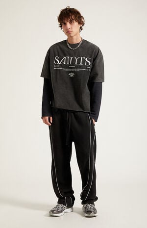 Black Piping Track Sweatpants image number 6