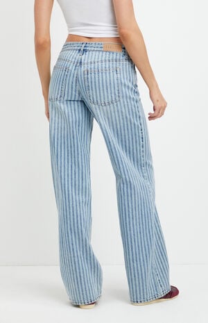 Casey Low Rise Baggy Jeans Blue Striped image number 4