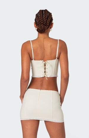 Thora Woven Lace Up Corset Top image number 5