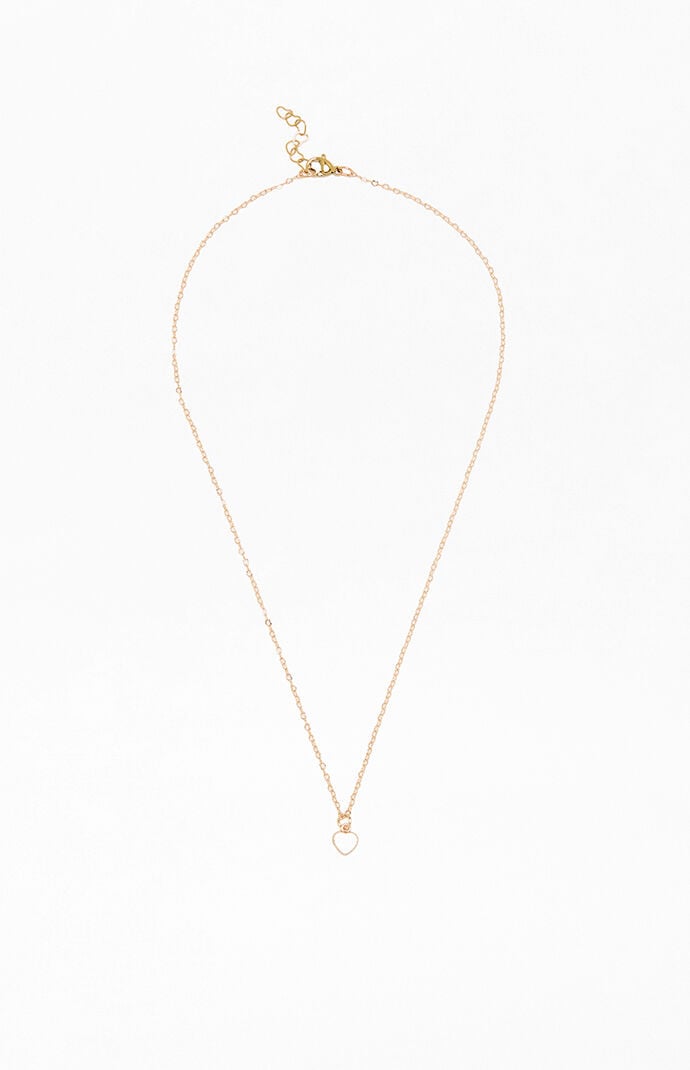 John Galt Gold White Heart Necklace