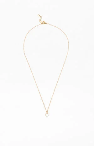 Gold White Heart Necklace image number 1