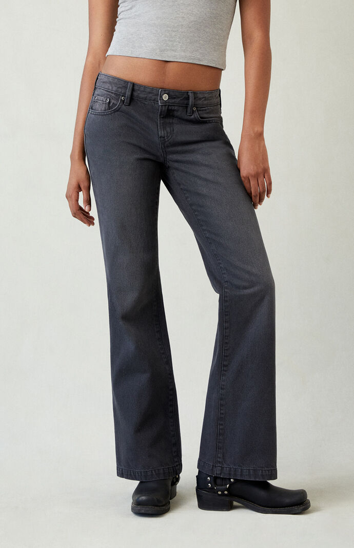 Pacsun Jade Low Rise Button Pocket Bootcut Jeans Faded Black