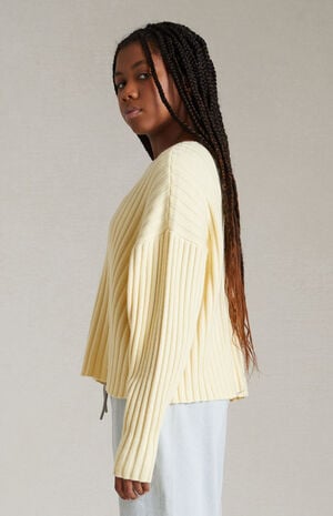 Kids Garden Yellow Raw Neck Sweater image number 2