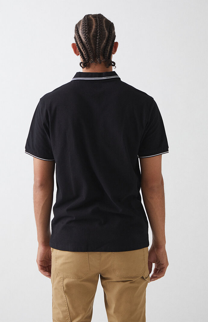 Black Pique Stripe Polo Shirt