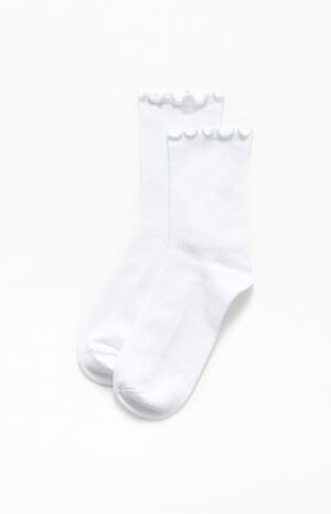 John Galt White Ruffle Socks