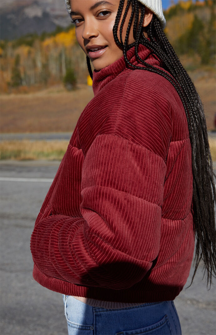 Red corduroy on sale puffer jacket