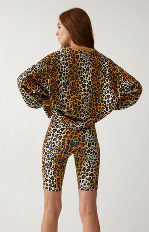 Leopard 3-Stripe Biker Shorts image number 3