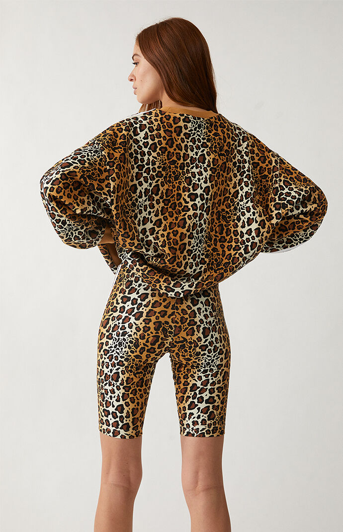 Leopard 3-Stripe Biker Shorts
