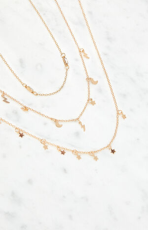 LA Hearts Triple Layered Celestial Necklace | PacSun