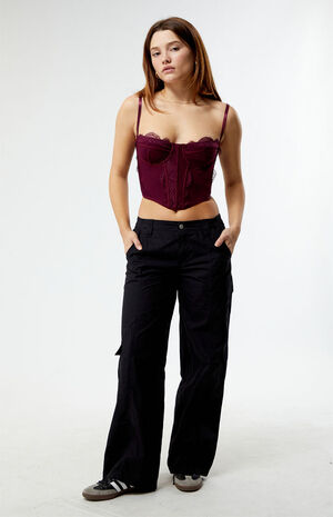 Lace Trim Mesh Corset Top image number 3