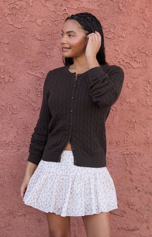 Brown Amalie Cable Knit Cardigan image number 1