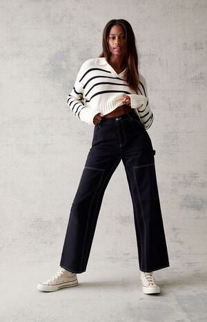 Black Baggy Cropped Pants image number 1