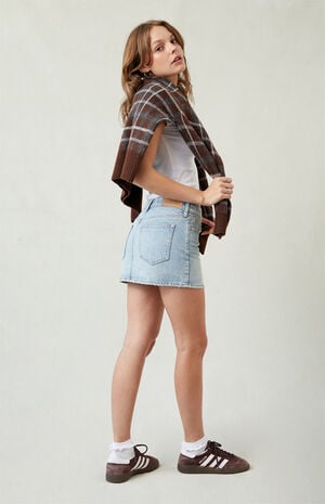 Stretch Light Indigo Mid Rise Denim Mini Skirt
