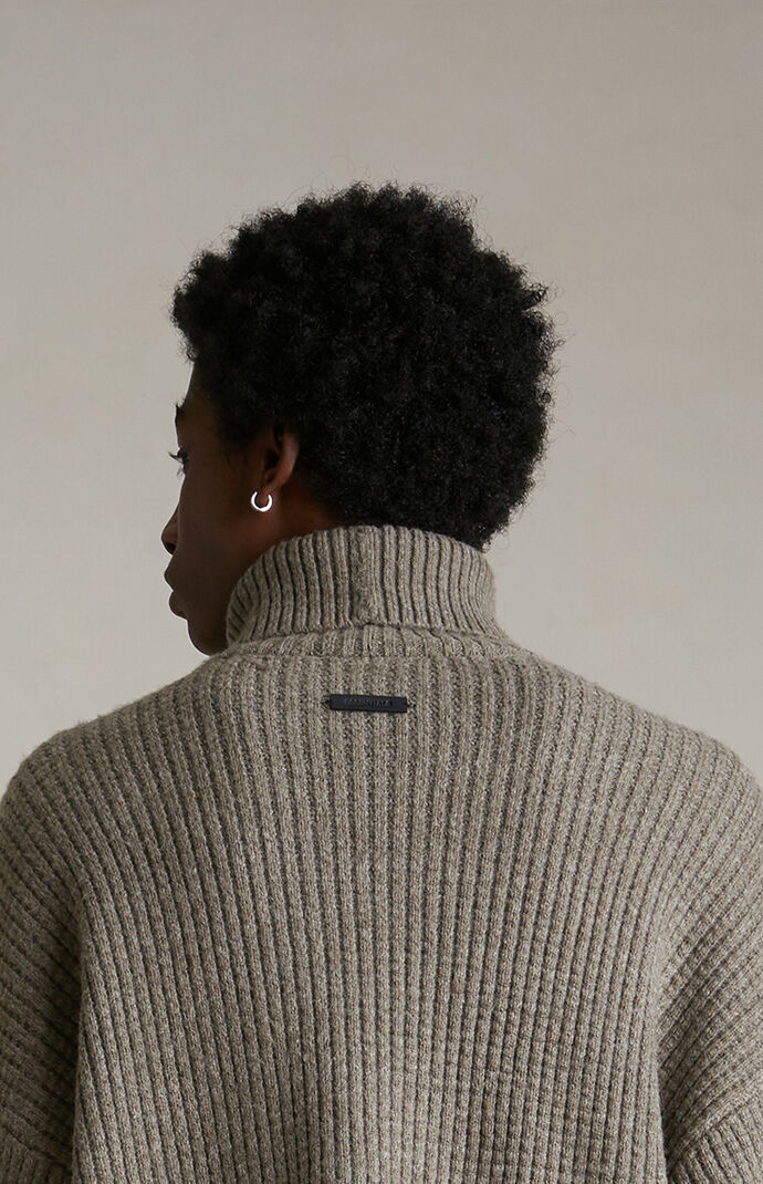 Fear of God Essentials Heather Grey Heavy Waffle Knit Turtleneck