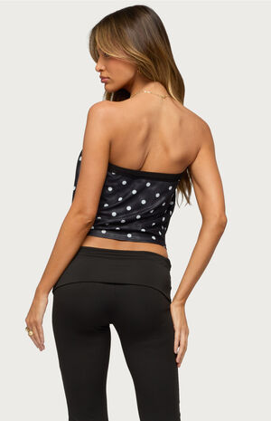 Jaclyn Polka Dot Mesh Strapless Top image number 3