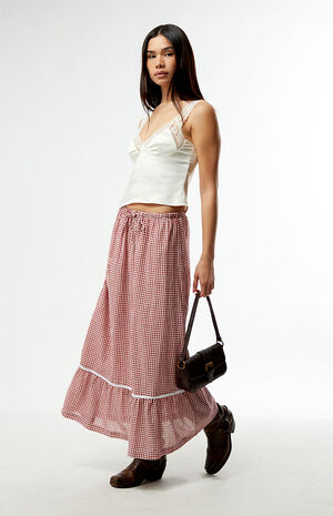 Lola Gingham Tiered Maxi Skirt image number 1