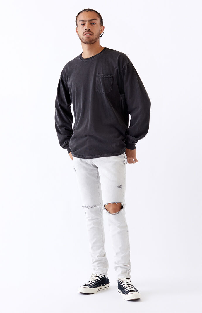 Bleach Ripped Stacked Skinny Jeans