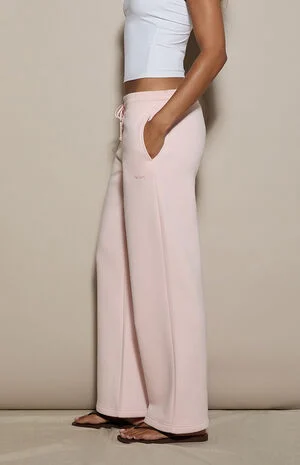 Pink Ultra Soft Fleece Straight Leg Sweatpants image number 3