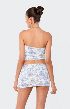 Delft Print Strapless Top image number 4