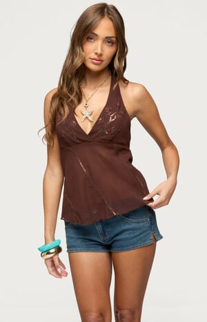 Lani Sequin Beaded Halter Top image number 1