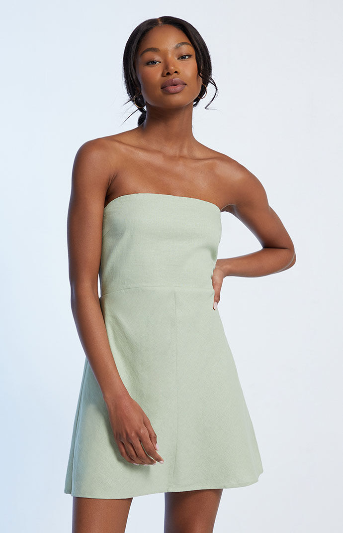 Strapless green hotsell mini dress