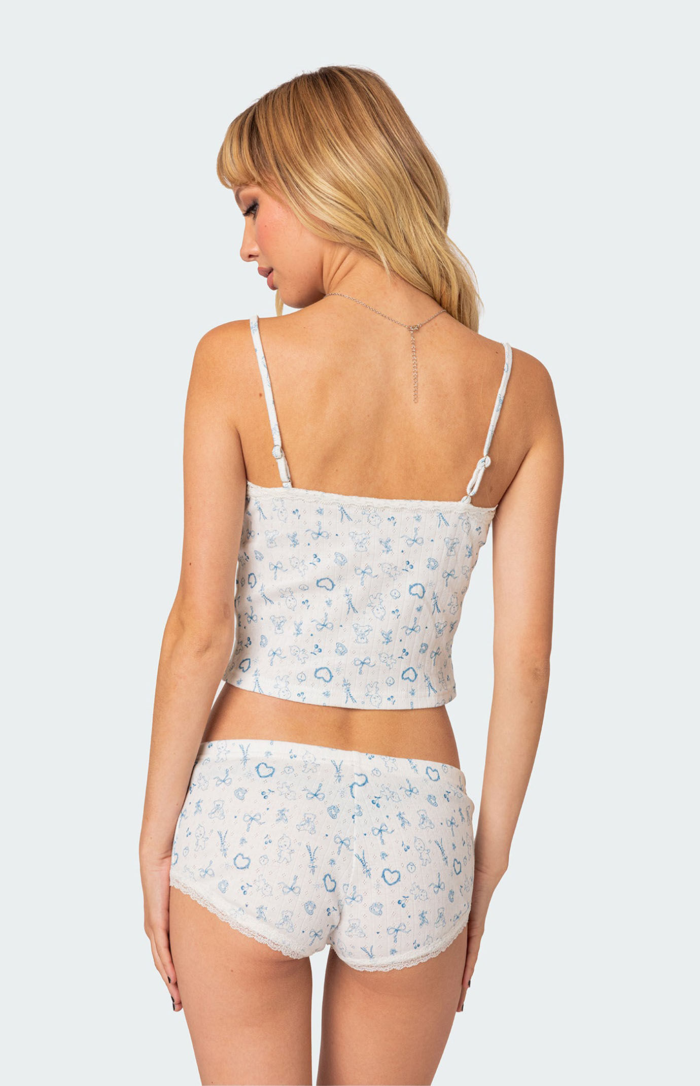 Edikted Playtime Printed Pointelle Tank Top