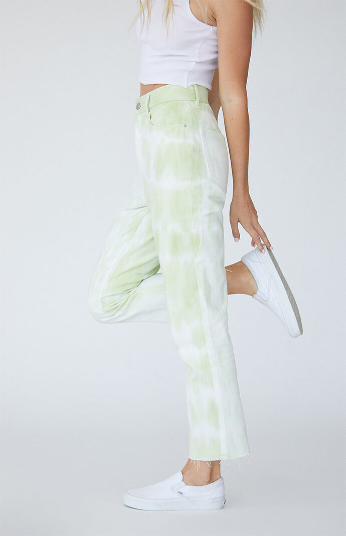 Lime Tie Dye High Waisted Straight Leg Jeans