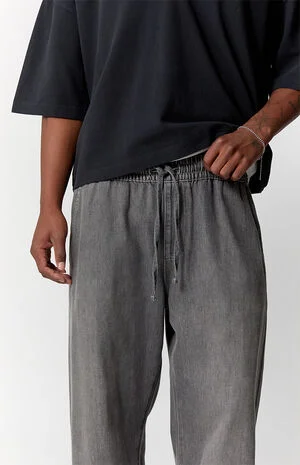 Gray Straight Drawstring Pants image number 5