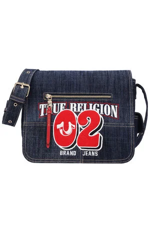 Varsity Logo Dark Denim Messenger Bag image number 1