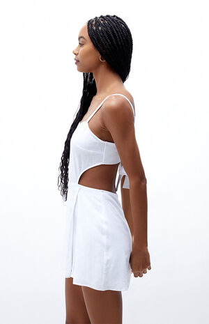 Tie Back Linen Mini Skort Dress image number 2