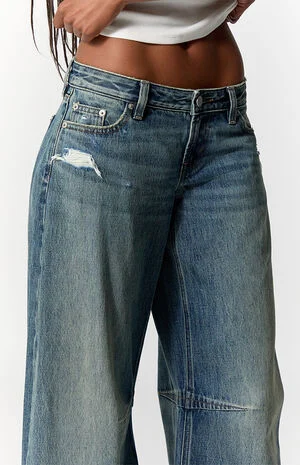 Ronnie Ultimate Low Rise Barrel Jeans Ripped Medium Blue image number 5