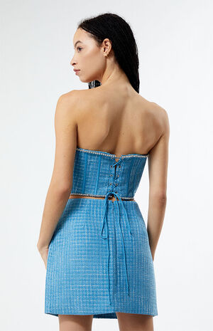 Blue Woven Mini Skirt image number 4