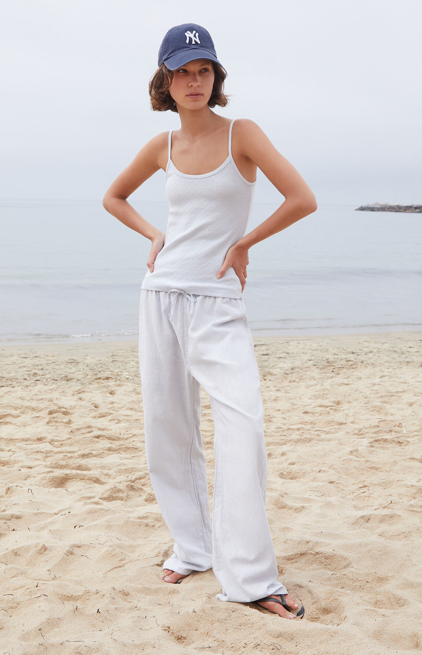 John Galt Light Blue & White Striped Skylar Tank Top