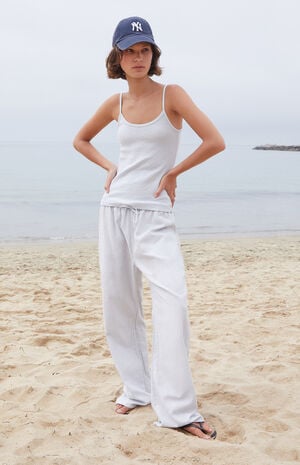 Light Blue & White Striped Skylar Tank Top image number 4