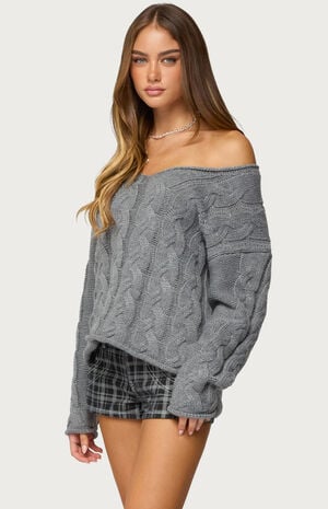Inga Oversized Cable Knit Sweater image number 2