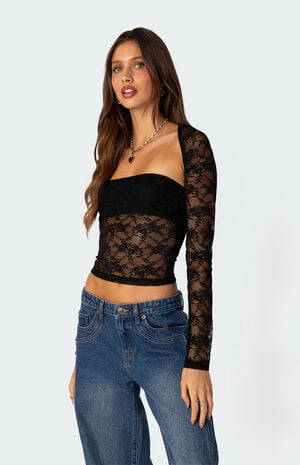 Addison Sheer Lace Two Piece Top image number 4