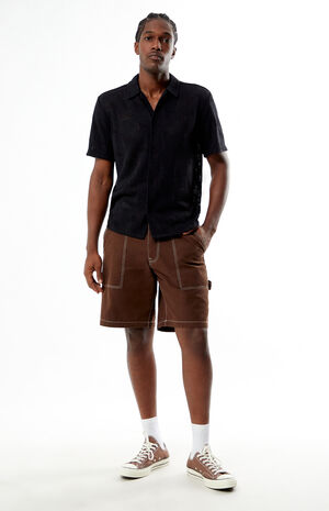 Black Triangle Knit Camp Shirt image number 4