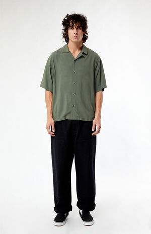 Olive Oversized Camp Shirt image number 4