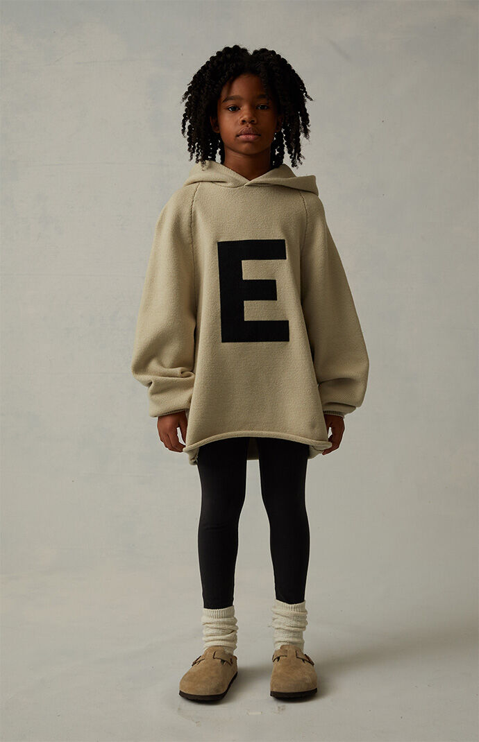Kids Fear of God Wheat Big E Knit Hoodie PacSun