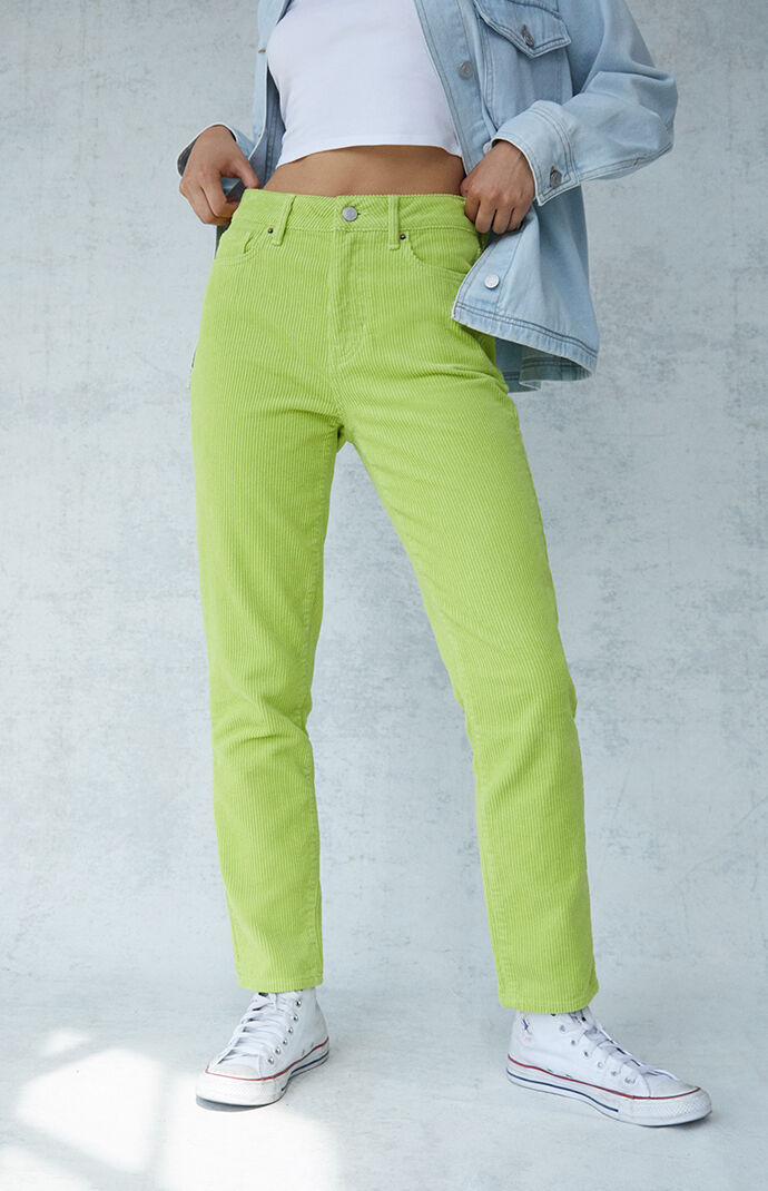 PacSun Lime Corduroy Mom Jeans PacSun