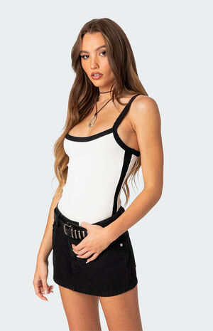 Contrast Ribbed Bodysuit image number 4